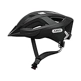 ABUS Stadthelm Aduro 2.0 - Allround-Fahrradhelm mit Licht - in sportivem Design für den Stadtverkehr - für Damen und Herren - Schwarz mit Streifen, Größe M