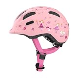 ABUS Kinderhelm Smiley 2.0 - Robuster Fahrradhelm für Mädchen und Jungs - Rosa mit Prinzessinnen-Muster, Größe M