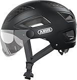 ABUS Stadthelm Hyban 2.0 ACE - Fahrradhelm mit Visier, Licht und ABS-Hartschale - für Damen und Herren - Schwarz (velvet black), Größe L