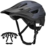 Favoto Mountainbike Fahrradhelm mit Schirm Leicht - Doppelte Inmould Technologie MTB Helm für Damen Herren Rennradhelm L(57-61cm) Verstellabr Grau