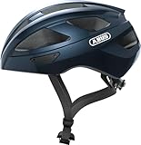 ABUS Rennradhelm Macator - Sportiver Fahrradhelm für Einsteiger - auch für Zopfträger/-innen - für Damen und Herren - Dunkelblau Glänzend, Größe L